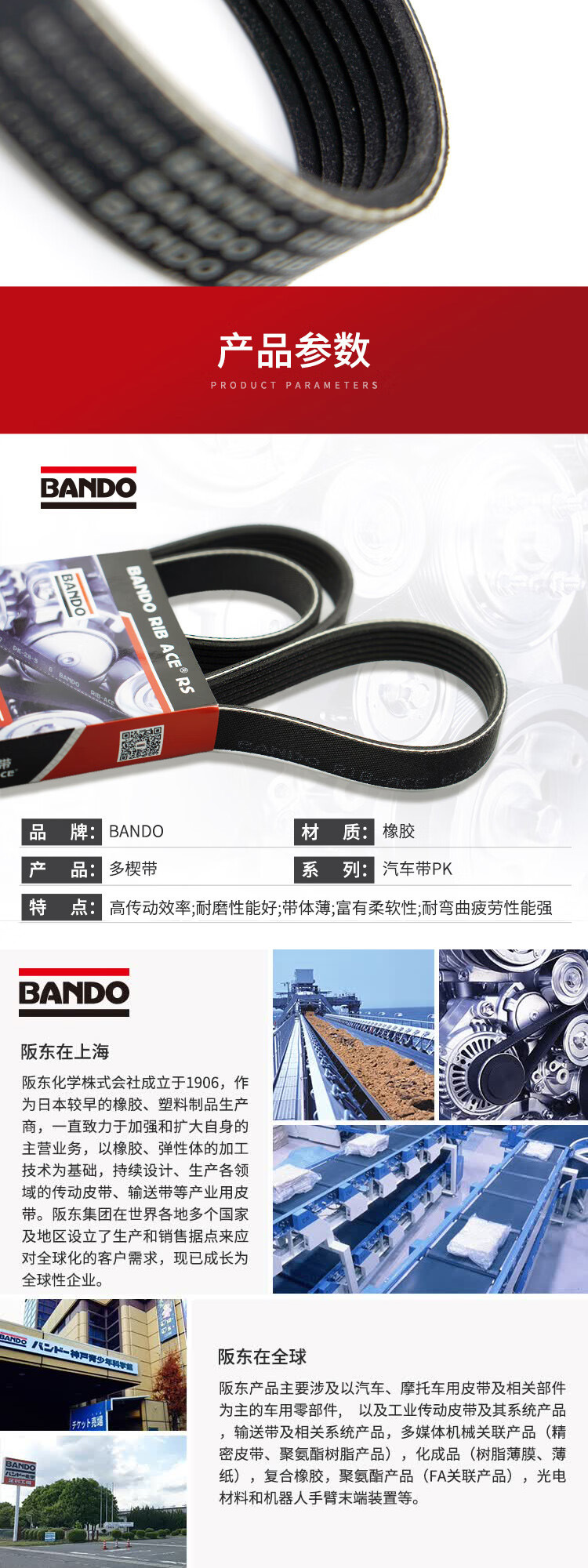 Japan's Bando Bando Belt 7Pk1960 Car Generator Air Conditioner 7Pk/2061 Engine