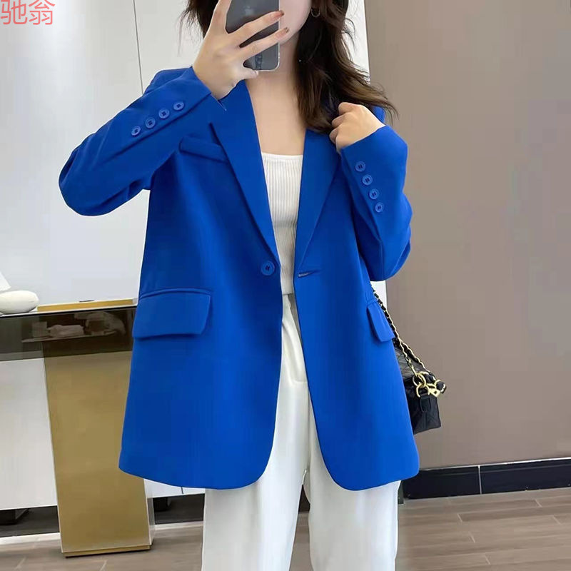 Y9Z New Autumn Coat Casual Short Loose High-end Feeling Elegant Foreign Style High-stop Small Trendy Blue West