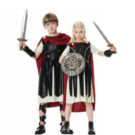 S-XL万圣节斯巴达勇士服装儿童扮演古罗马战士服 COS童装男童武士