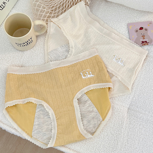 Cotton Modal Menstrual Pants Seamless Mid-waist Cover Hip Leak-proof Sexy Lace Antibacterial Cotton Crotch Panties for Women