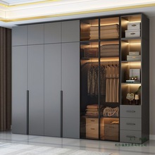 全实木衣柜家用卧室小户型收纳玻璃门定 制新款壁橱组装玻璃门