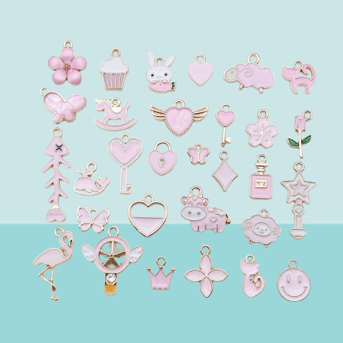 30 Pink Oil Dropping DIY Handmade Jewelry Accessories Alloy Small Pendant Earrings Earrings Necklace Pendant Material 30 Pink Oil Dropping DIY Handmade Jewelry Accessories Alloy Small Pendant Earrings Earrings Necklace Pendant Material