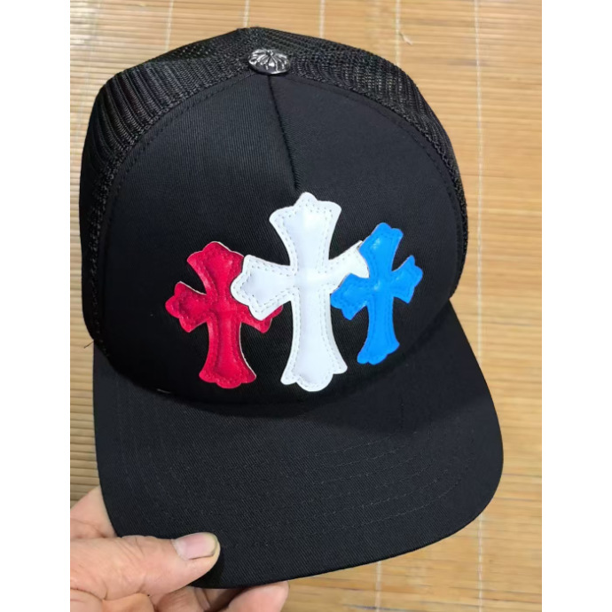 Sombrero para el sol CH Cro de verano para parejas nuevas de moda americana, sombrero de hip-hop de ala plana bordado a la moda ~ sombrero de malla de béisbol