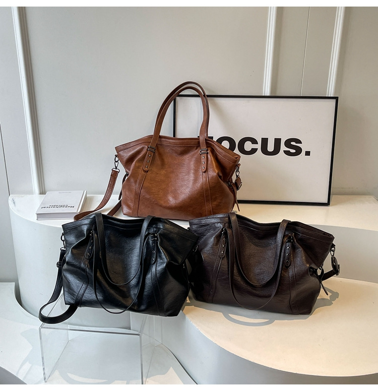 Cross-border large-capacity tote bag for women 2024 New style fashionable single-shoulder bag, retro simple casual crossbody bag for women undefined