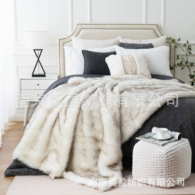 European high-end imitation fox blanket, imitation fur throw blanket, quilt, artificial fur blanket, velvet blanket, bedside blanket