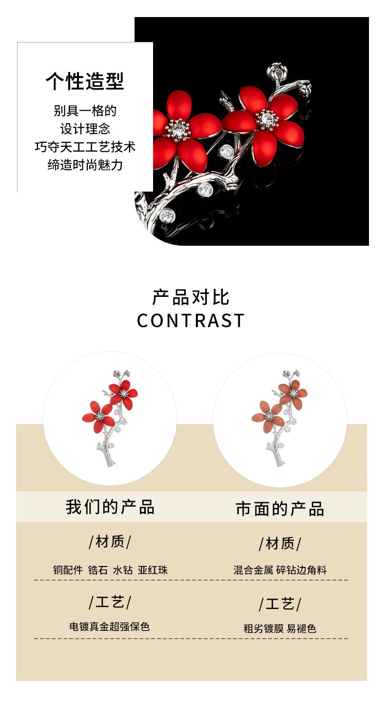 复古优雅梅花胸针小众设计时尚百搭喜庆胸花高级感西装