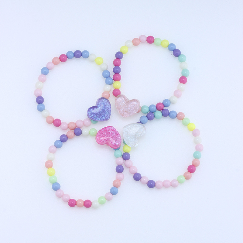 1 Set Sweet Heart Shape Arylic Kidu0027S Bracelets