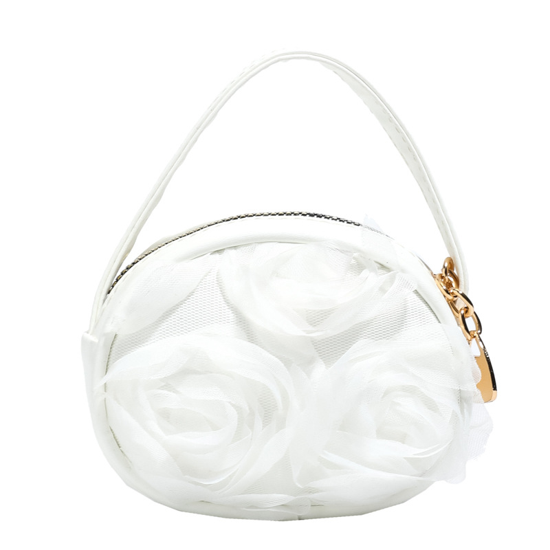 Dolce flor de encaje tridimensional bolso de niña mini lindo bebé pequeño paquete redondo coreano nuevo bolso para niños