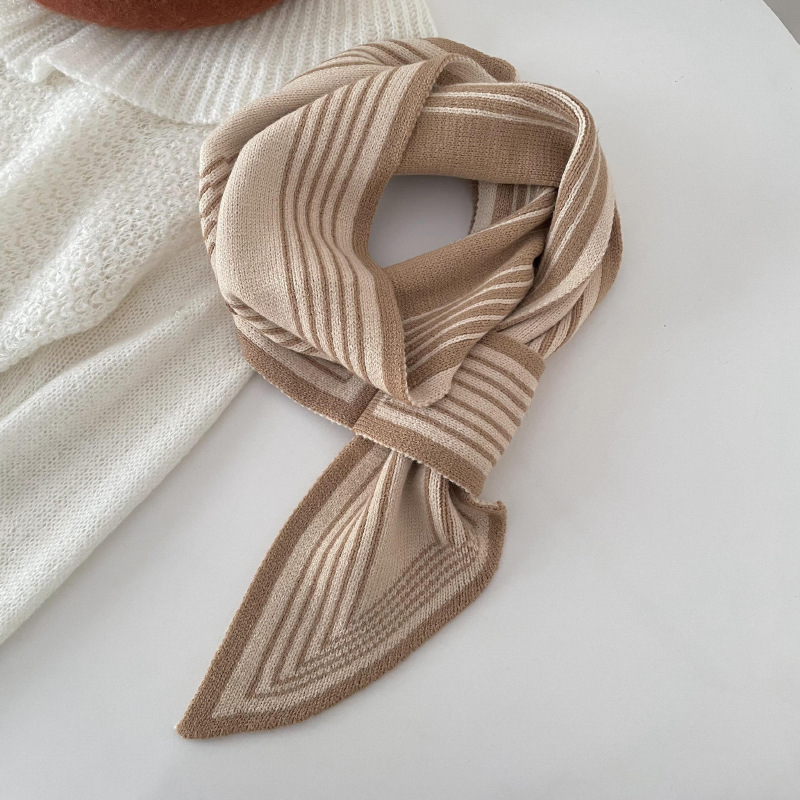 Nuevo tipo de bufandas cruzadas coreanas de otoño y invierno de ajedrez de punto de cuadros perezosos perforación bufandas de cuello