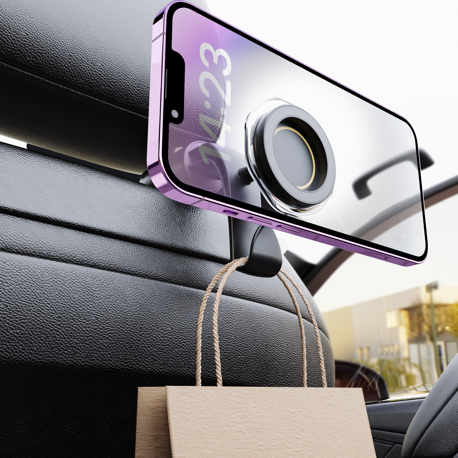 Amazon Car Display Screen Phone Holder Car Back Seat Two-In-One Magnetic Phone and Tablet Hook Holder