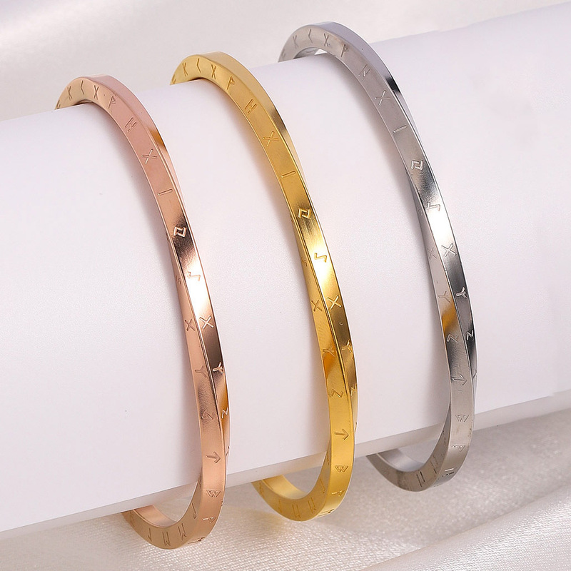 Cross-border Stainless Steel Mobius Men's Cuff C- shaped Twisted Bracelet Titanium Steel Corrosion Viking Rune Bracelet Cross-border Stainless Steel Mobius Men's Cuff C- shaped Twisted Bracelet Titanium Steel Corrosion Viking Rune Bracelet