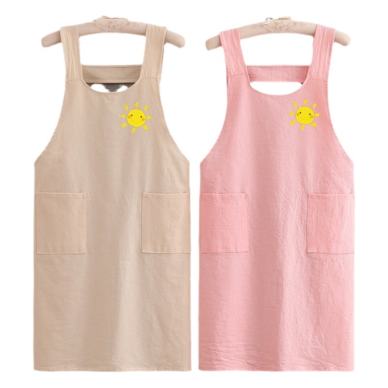Delantal de algodón puro 2023 nueva cocina doméstica antiincrustante transpirable de manga larga ropa de trabajo de mujer cintura para adultos