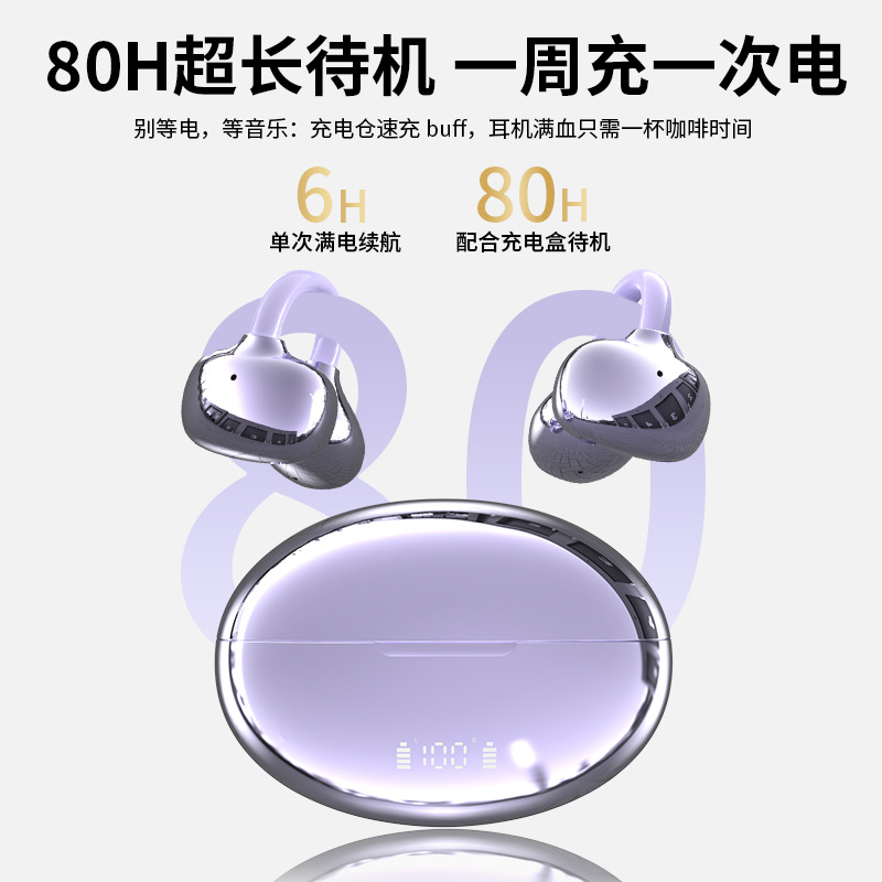 Cross-Border Popular Ear-Clamp Bluetooth Headphones, Open-Ear Ai Translation Headphones, New Sports Model with Ultra-Long Battery Life 61