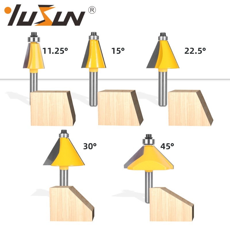 Yusheng 11.25,15,22.5,30,45 Bevel cutter five-piece set 8-handle woodworking milling cutter multi-angle bevel edge splicing Yusheng 11.25,15,22.5,30,45 Bevel cutter five-piece set 8-handle woodworking milling cutter multi-angle bevel edge splicing