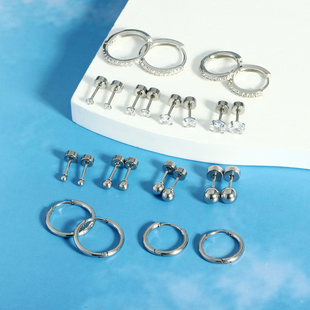 2-5mm Star Stud Earrings Set Stainless Steel Piercing Jewelry Gold Tone Cartilage Hoop for Women detail image 7
