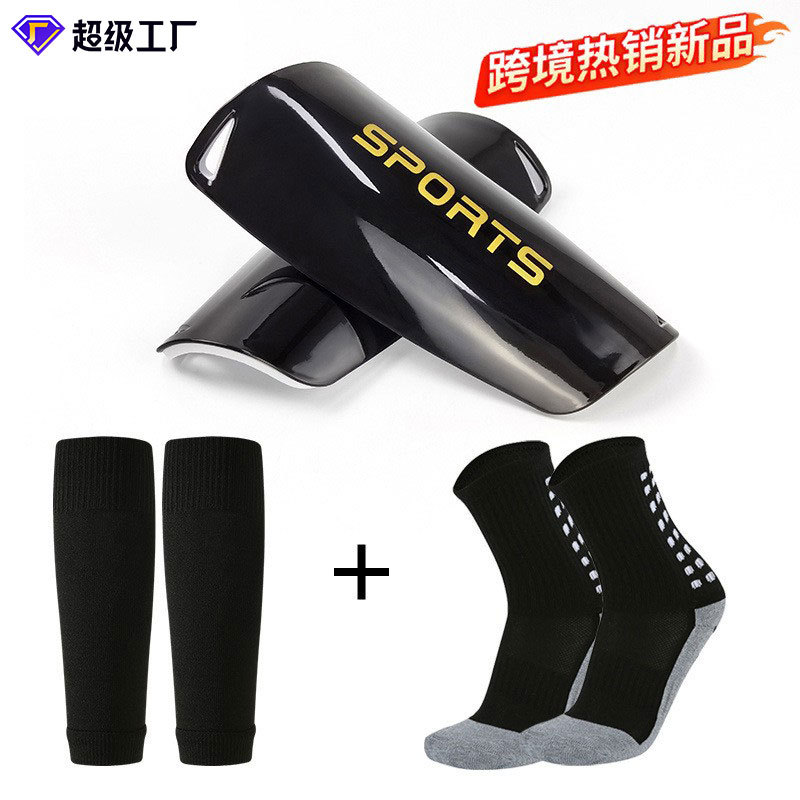 Football Leg Guard Three-Piece Set Football Socks Rubber Stocking Compression Leg Guard Tibia Plate Footless Socks Combination