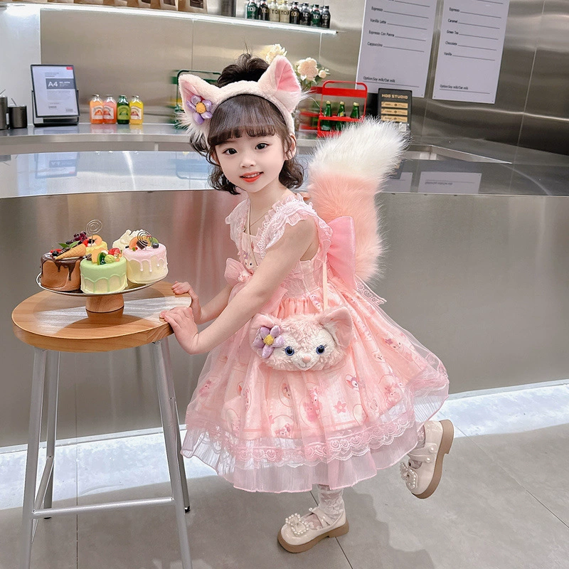 Children's summer small princess costume, short sleeve dress, girl's skirt, Lolita style, tutu skirt