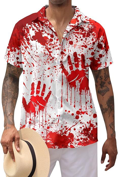 Divertido animal lindo 3D impresión digital hombre calle suelta salvaje manga corta solapa botón camisa hawaiana