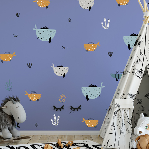 Graffiti hand -painted clown fish Children's room wall sticker…