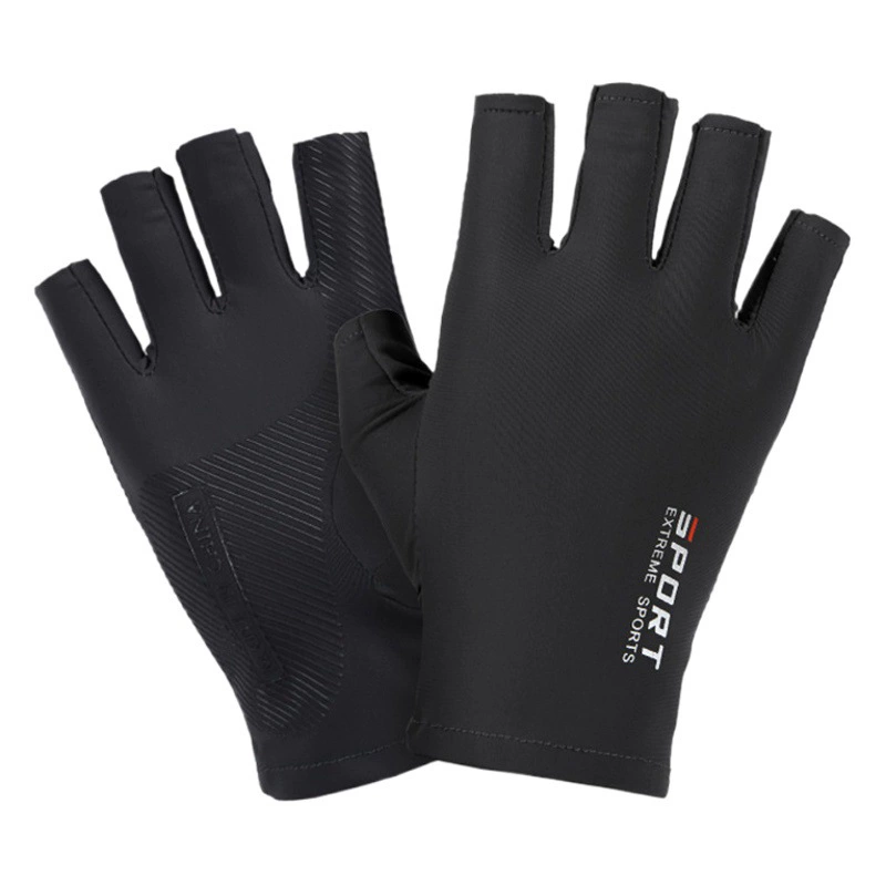 Мужские и женские ледяные шелковые перчатки для верховой езды на половину пальца, спортивные мужские высокоэластичные удобные солнцезащитные перчатки