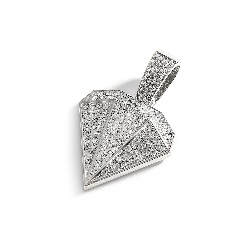 Collar de cadena cubana con colgante de aleación en forma de diamante, estilo hip-hop, moderno y creativo para hombre