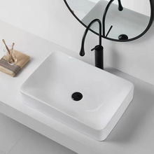 現代簡約白色大尺寸方形陶瓷洗臉盆 家用衛生間台上盆陽台洗漱盆