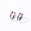 Zirconium, earrings, fashionable advanced small design accessory, light luxury style, bright catchy style