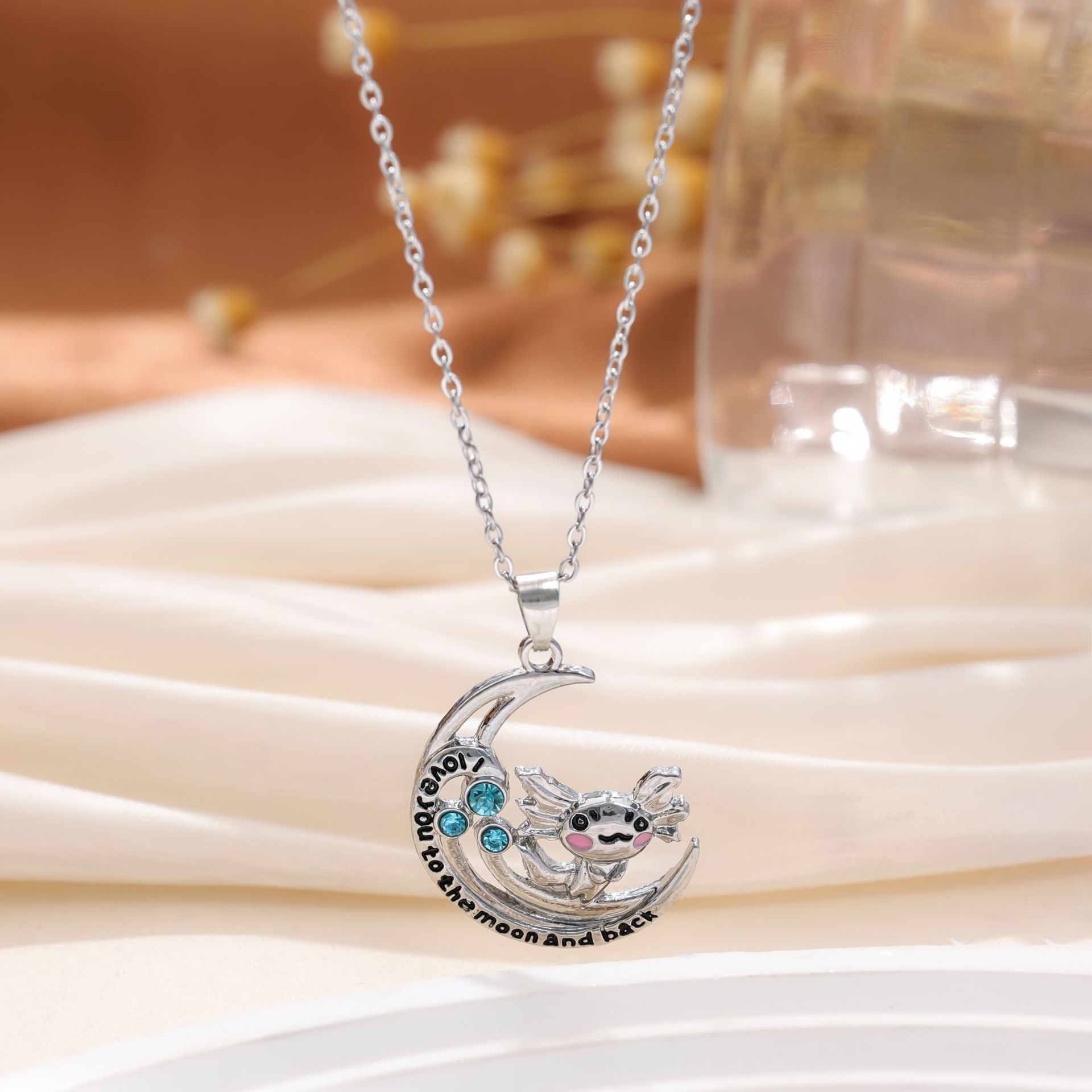 Venta caliente transfronteriza europea y americana colgante de amor de diamantes coloridos en forma de corazón collar de mujer collar de unicornio regalo del día de la madre