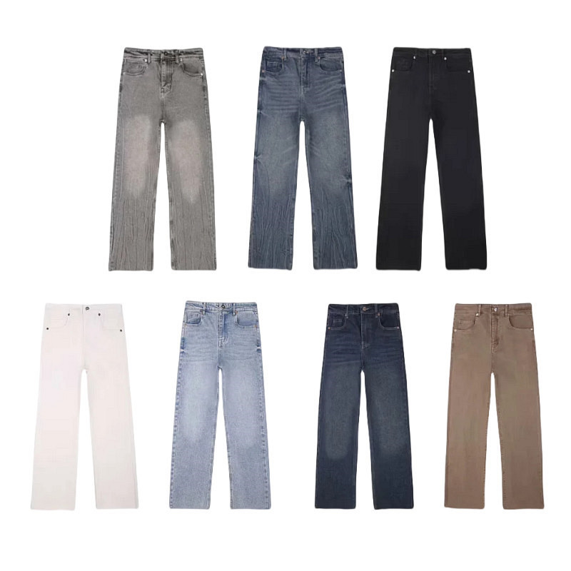 High-Waisted Ankle-Length Frayed Flared Jeans for Women, Summer New Versatile Slim-Fit Cropped Pants 3643017