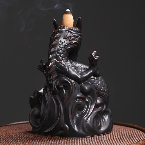 Original classic Chinese dragon reverse flow incense burner creative ceramic large dragon playing beads incense burner home furnishings wholesale
