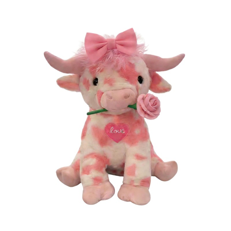 Novo produto internacional: adorável boneca de pelúcia de vaca das Terras Altas rosa para o Dia dos Namorados._voghion.com