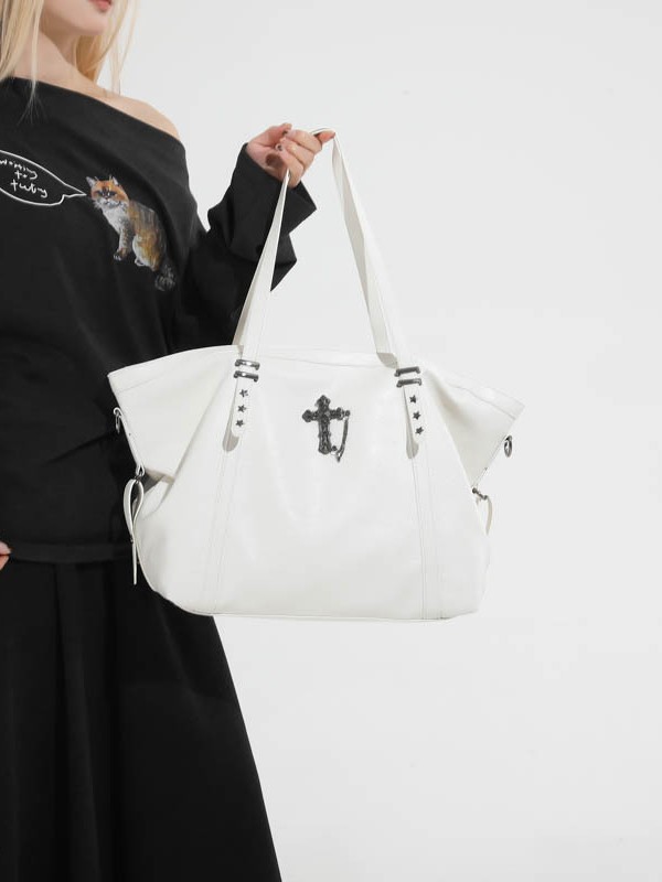 Bolsa de moda retro de gran capacidad simple de textura sólida de alta calidad, bolso de brazo de mujer de todos los días.