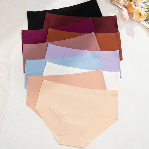Cross-border fitness белье for women with comfortable folded waistband, waist-closing, European and American style, ice silk large size, invisible triangle pants