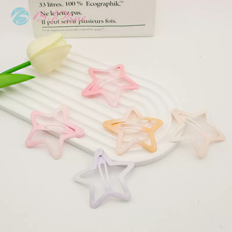 多巴胺马卡龙五角星发夹女碎发bb夹子前额侧边刘海夹儿童头饰批发