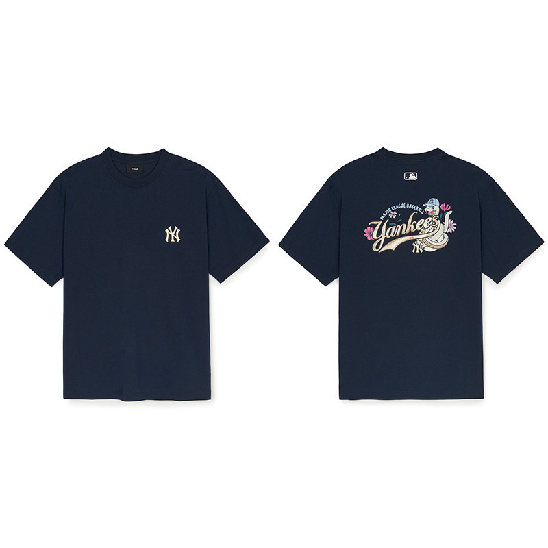 韓国新作MLBバックロゴ大プリントNY半袖Tシャツ男女兼用刺繍カジュアル半袖|undefined