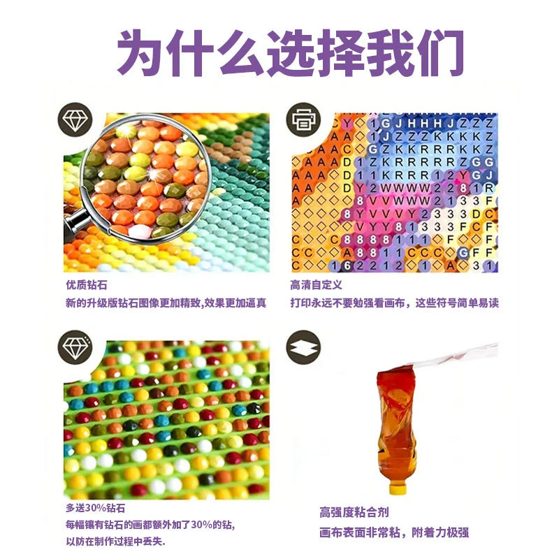 跨境儿童DIY diamond painting полная алмазная 30*30 рама новая мультяшная точечная алмазная живопись для спальни гостиной декор картины