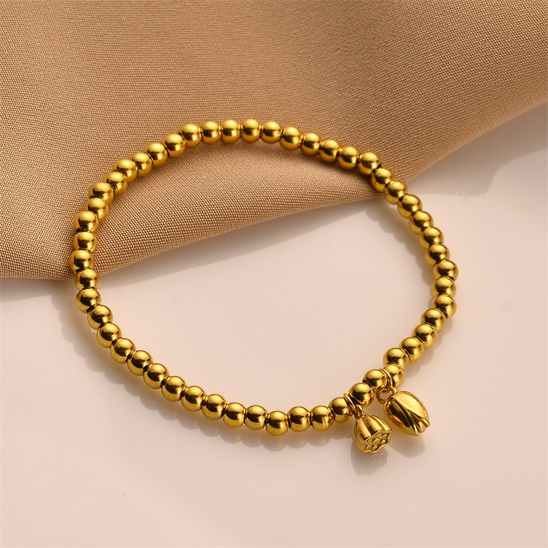 Nueva herencia de pulseras de loto, pulseras de perlas de transferencia de loto, pulseras de acero de titanio, joyas no decoloradas.