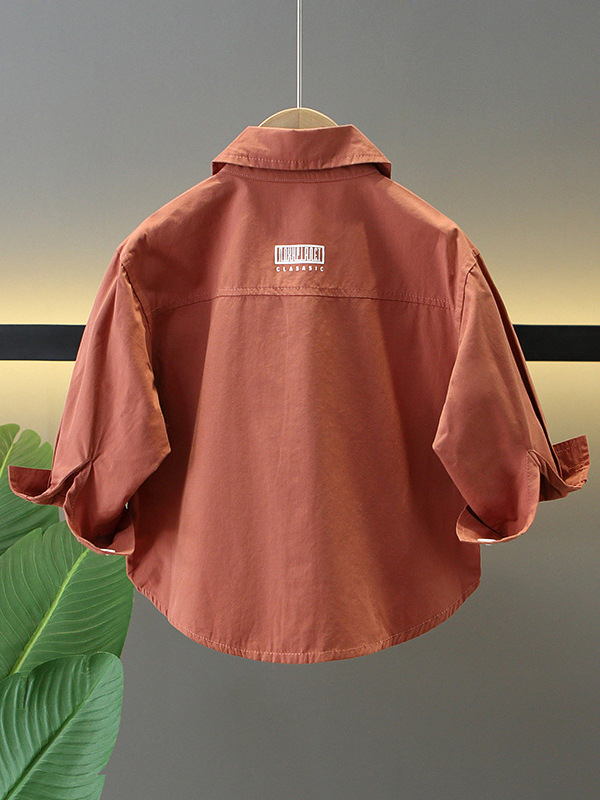 7771 camisas para niños 2025 primavera y otoño nuevo estilo coreano chaqueta delgada para niños camisa estilo occidental ropa de primavera guapa