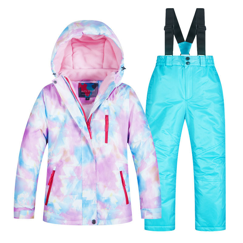 @MooTuSnow Winter Outdoor Children's Ski Suit Girls' Set Thickened Warm Windproof Waterproof Dropshipping