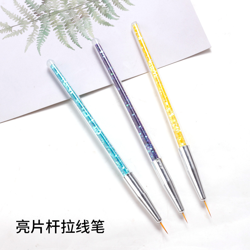 Bolígrafo de uñas exclusivo transfronterizo, varilla de galvanoplastia, varilla de perforación con lentejuelas, varilla roscada, juego de bolígrafo de dibujo de flores de cola de pez de oro rosa