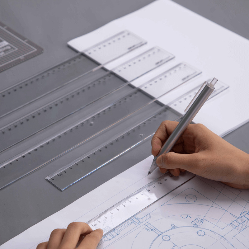 Leader Stationery Plastic Ruler 20/30/40/50/60cm Multi-specification Rulers Student Office Drawing Tools