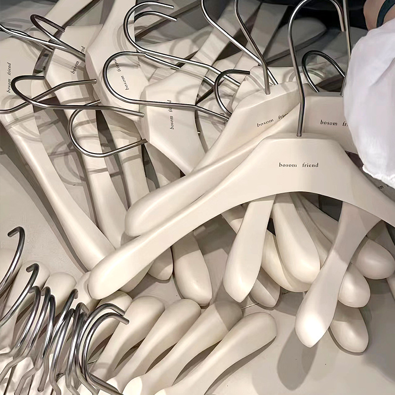 Clothes Hanger for Clothing Store, Women's Solid Wood High-End Off-White Wedding Dress Support, Milk White Pants Rack, Non-Slip Logo