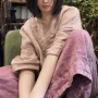 宽松款色织格子复古套头衫
