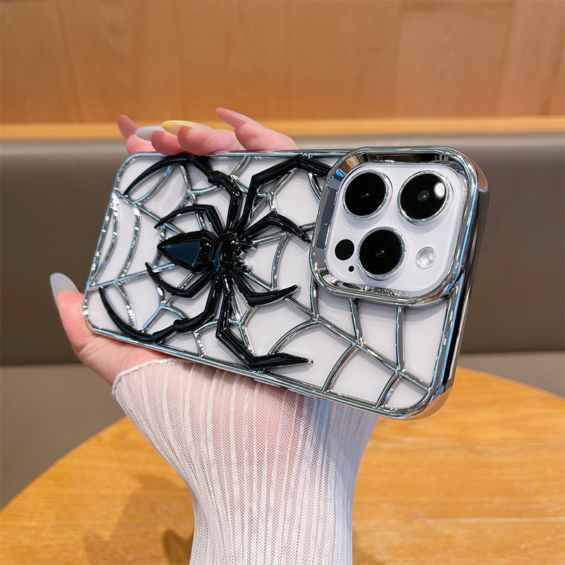 メタリック塗装の透かし彫り放熱スパイダー電気メッキ携帯電話ケース iPhone17promax対応 Apple16/15対応 輸出入向け|undefined