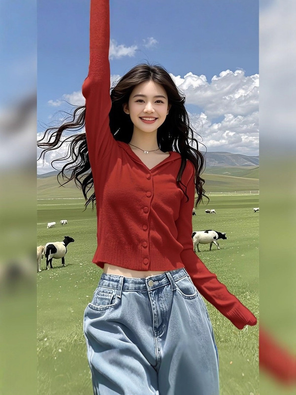 开学季毛衣针织衫女装2025新款针织开衫设计长袖修身短款显瘦上衣|undefined