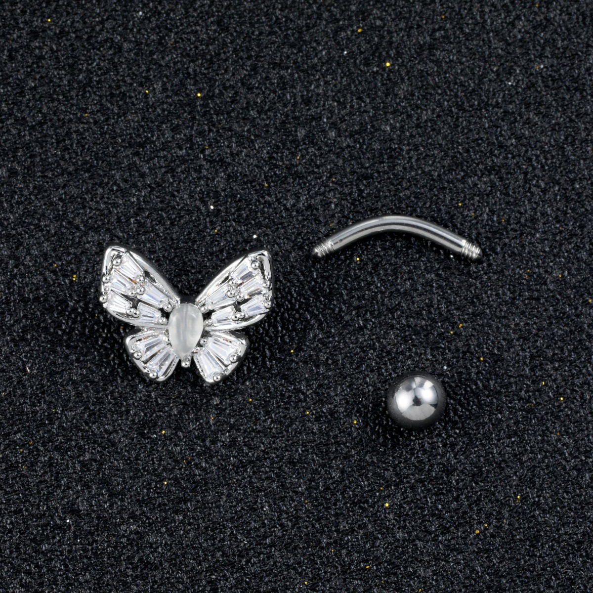 Butterfly Belly Button Ring Zirconia Navel Piercing Jewellery_voghion.com