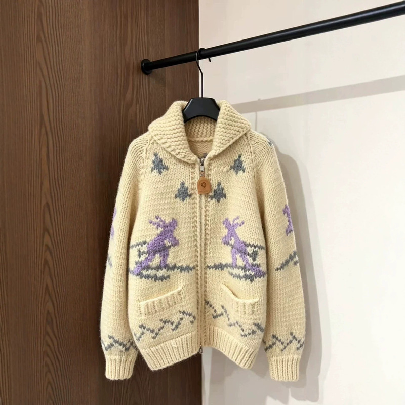 Autumn/Winter Korean-style Fair Isle new collection, handcrafted, heavy-duty ski sweater cardigan made of Coyne wool, in stock Autumn/Winter Korean-style Fair Isle new collection, handcrafted, heavy-duty ski sweater cardigan made of Coyne wool, in stock