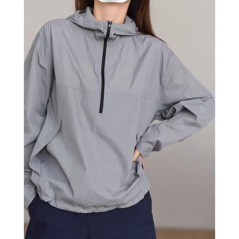 City outdoor lightweight half zipper hooded jacket + casual pants Waterproof camping suit