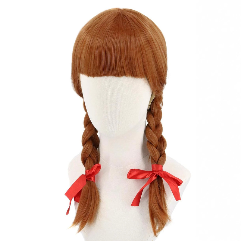 Horror Movie [Annabelle] Horror Doll Cosplay Light Brown Braided Wig Head
