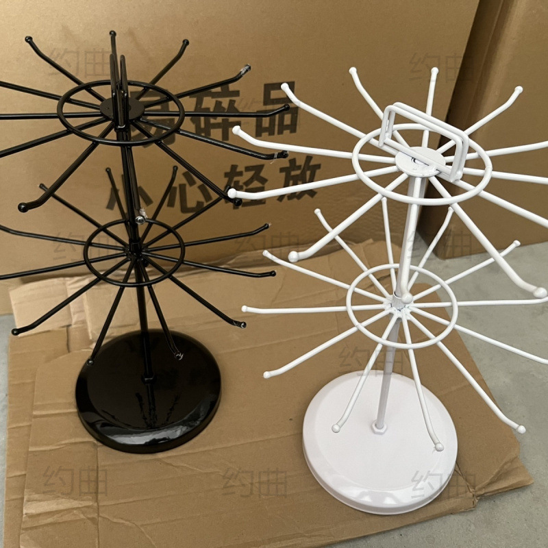 Black Iron Jewelry Rack Rotating Key Jewelry Rack Storage Display Rack Necklace Hanger Earrings Bracelet Rack Socks